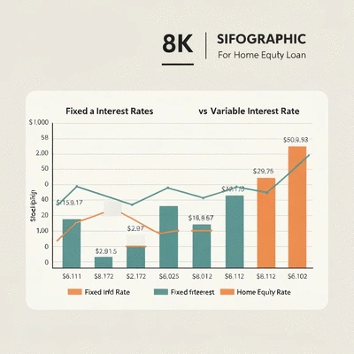 Stylized chart comparing fixed vs variable interest rates on a home equity loan